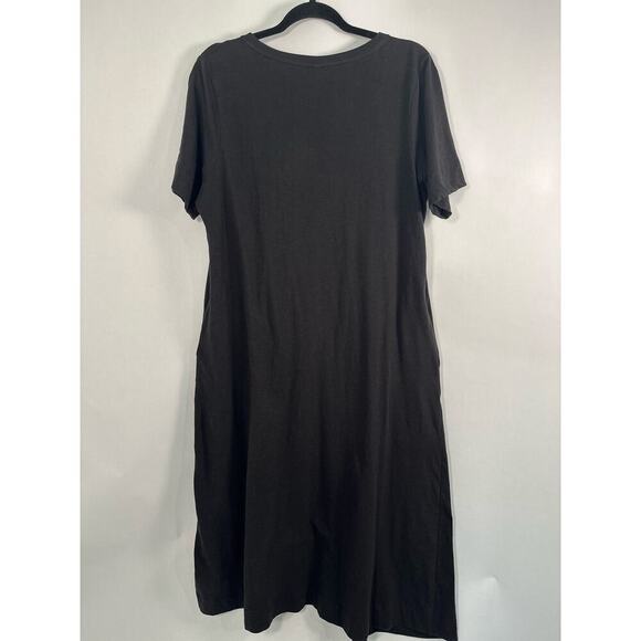 NWT Uncle Frank Medium Tucked Knit Midi Black Dress 100% Cotton Pockets - Picture 6 of 12